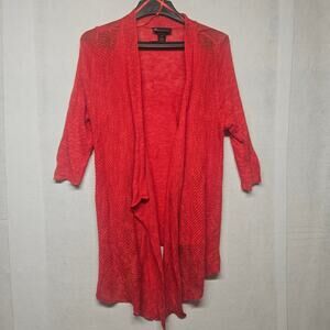 Lane Bryant Red Linen Blend Open Front Cardigan Sweater Plus Size 14/16